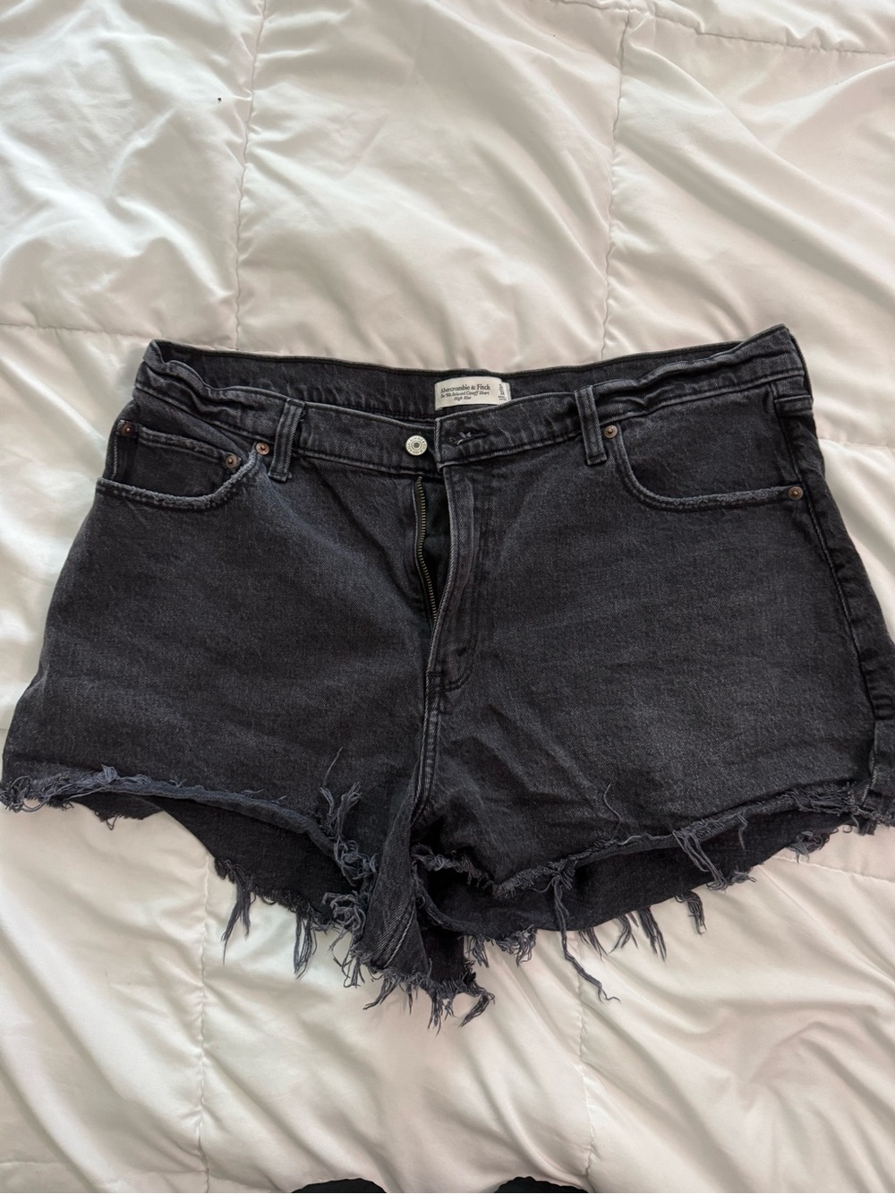 Abercrombie & Fitch Black Frayed Denim Cutoff Shorts